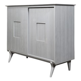 Mid-Century Modern Silver Cerused Oak Cabinet by John Stuart Inc. For Sale