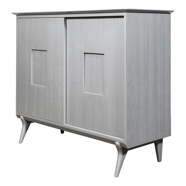 Mid-Century Modern Silver Cerused Oak Cabinet by John Stuart Inc. For Sale
