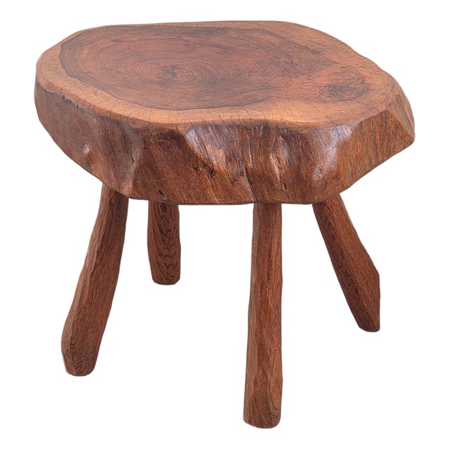 Brutalist Side Table in Oak by Jean Touret for Marolles, 1970s For Sale