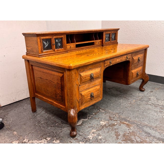 Traditional Oak Executive Desk, Vintage For Sale - Image 3 of 12