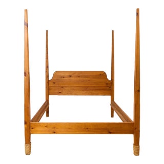 Pine Rustic Vintage Bed and Post For Sale