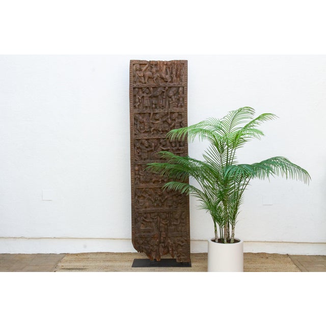 Brown Exceptional Beautifully Carved Tall Yoruba Door For Sale - Image 8 of 8