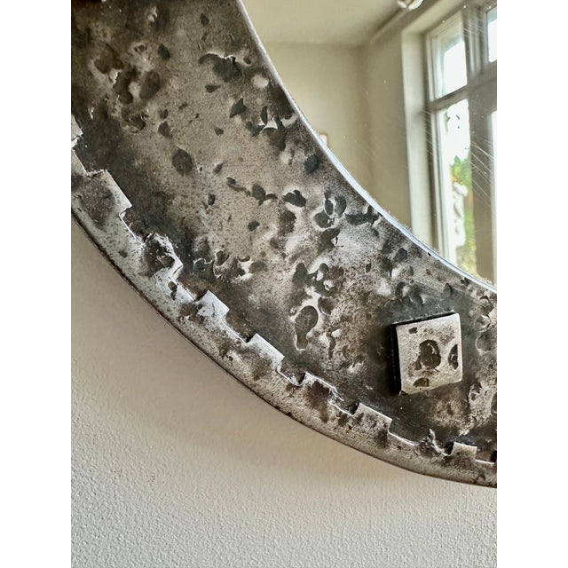 1950s French Brutalist Round Wall Mirror, 1950 For Sale - Image 5 of 11