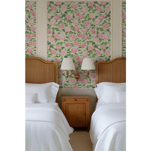 Our Hydrangea Blooms Botanical Wallpaper began as a hand-painted watercolor, with each petal added one by one to capture...