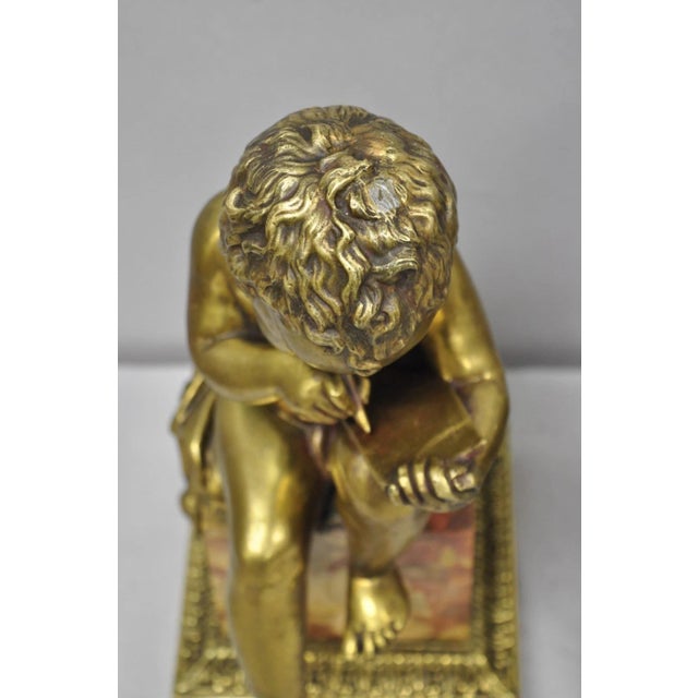 Antique French Louis XV Bronze Putti Children "Arts & Literature" Figures - Pair For Sale - Image 11 of 18