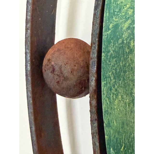 Plaster Painting Sun Moon Rusty Weathered Steel Round (After Sergio Bustamante) For Sale - Image 11 of 18