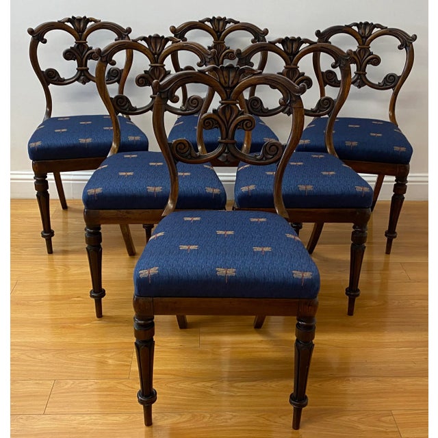 Set of Six English Carved Rosewood Dining Chairs C.1850 For Sale - Image 11 of 11