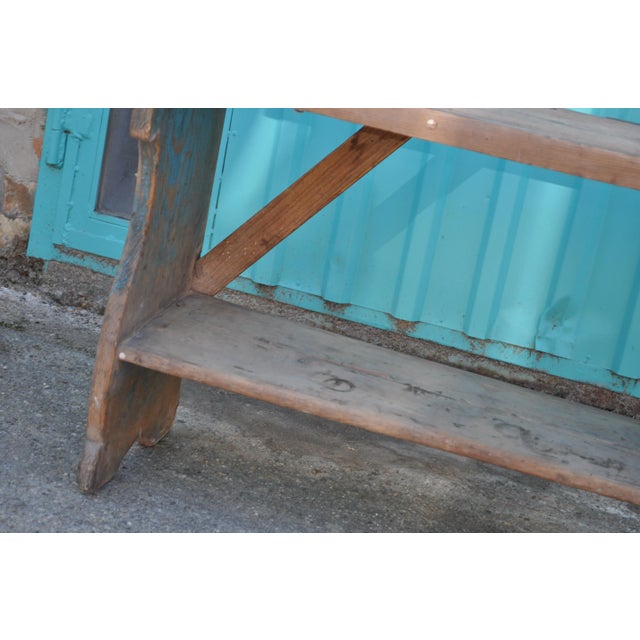 Small Country Seat Bench. Original Seat Bench. All original. Small, country plank seat bench, with terrific wear from use...