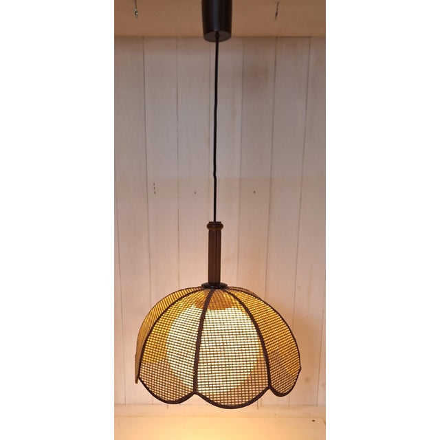 Brown Vintage Pendant Lamp with Brown Plastic and Beechwood Mounting by Linus Bopp, 1980s For Sale - Image 8 of 8