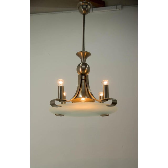 Brown Art Deco Metal Chandelier, Europe, 1930s For Sale - Image 8 of 12