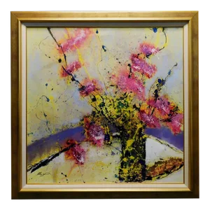 Helen Zarin "Le Fleurs XXXIX" Postmodern Abstract Oil Painting on Stretched Canvas