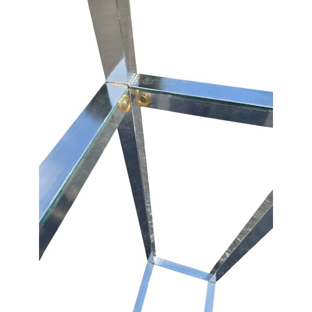 Vintage Milo Baughman Style Chrome Pedestal Stand MCM Open Column Sculpture Shelf For Sale - Image 12 of 13