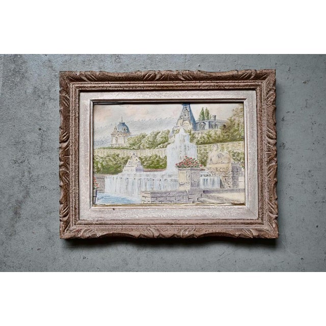 Paper Fountain Scene, 1920s, Drawing, Framed For Sale - Image 7 of 7