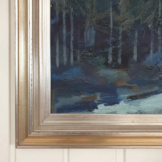 Textile 1960s Mid Century Swedish Modernist Landscape Oil Painting by Nils Ingvar Walterström For Sale - Image 7 of 16