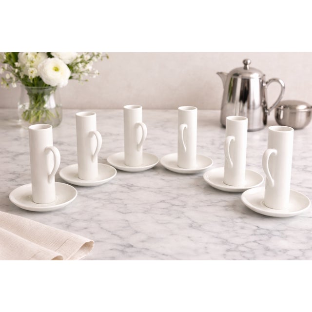 1960s Mid Century Modern LaGardo Tackett White Porcelain Espresso Demitasse Cups & Saucers- Set of Six Sets, 12 PCS For Sale In Miami - Image 6 of 6