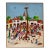1970 Vintage Spanish Folk Carnival Oil on Canvas Painting by Fidel Fontalvo For Sale