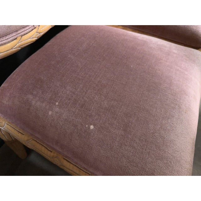 c.1970's Carved Florentine Faux Bois Italian Dining Chairs in Velvet, Attributed to Chelini - Set of 6 For Sale - Image 15 of 16