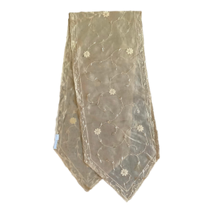 Sethi & Sethi Brass Silk Organza Embroidered Floral Vine Decorative Table Runner