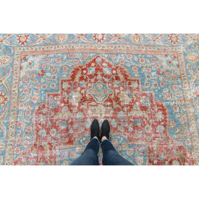 1940s Vintage Medallion Hand-Knotted Rug 8’9” X 11’11” For Sale - Image 4 of 11
