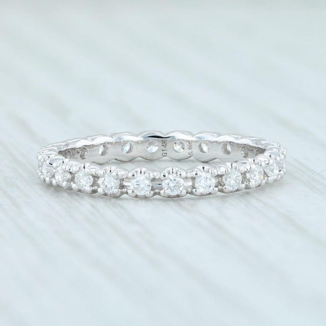 2020s New 0.46ctw Diamond Eternity Ring 14k White Gold Size 6 Wedding Stackable Band For Sale - Image 5 of 7
