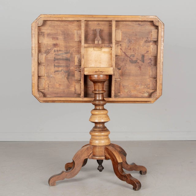 Wood 19th Century Italian Marquetry Tilt-Top Center Table For Sale - Image 7 of 9