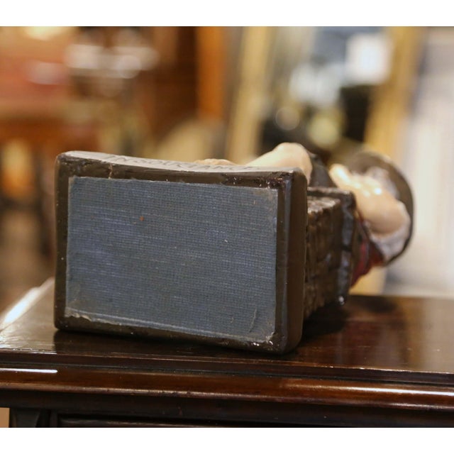 Mid 20th Century Mid-Century French Polychrome Terracotta Boy Figurine Titled "Insouciance" For Sale - Image 9 of 9