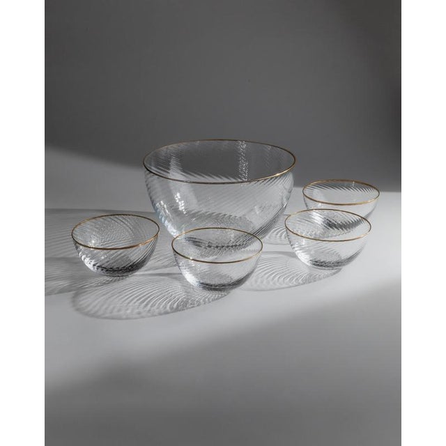 Vintage Glass Bowls with Gilt Rims, 1970s, Set of 5 For Sale - Image 11 of 11