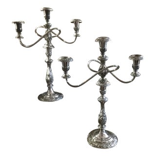 Silverplated Antique Candelabrums - Pair For Sale