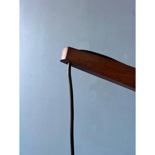 Brown Mid-Century Teak Fishing Rod Wall Lamp with Pleated Shade For Sale - Image 8 of 11