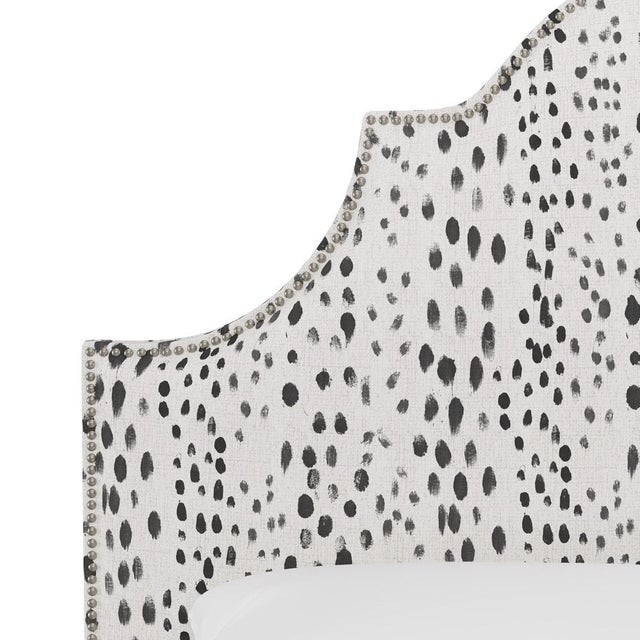 Full Bed in Linen Leopard Ink For Sale - Image 4 of 6