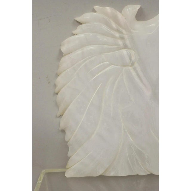 Vintage Italian Carved White Alabaster Lion Head Sculpture Statue Figure (A) For Sale - Image 4 of 10