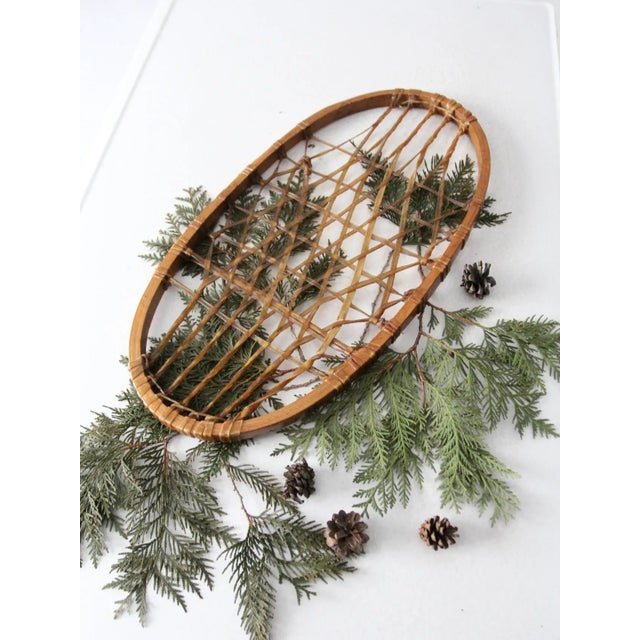 1940s Lund Wooden Snowshoe With Rawhide Webbing For Sale - Image 11 of 13