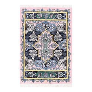 Pasargad DC Pink Fine Hand Knotted Silk & Wool Rug For Sale