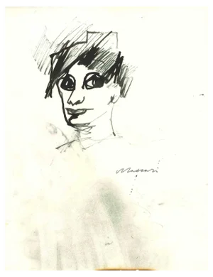Mino Maccari, The Portrait, Ink Drawing, 1975