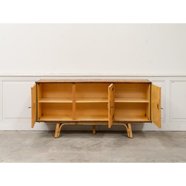Rattan Sideboard by Audoux and Minet, 1960s For Sale - Image 15 of 15