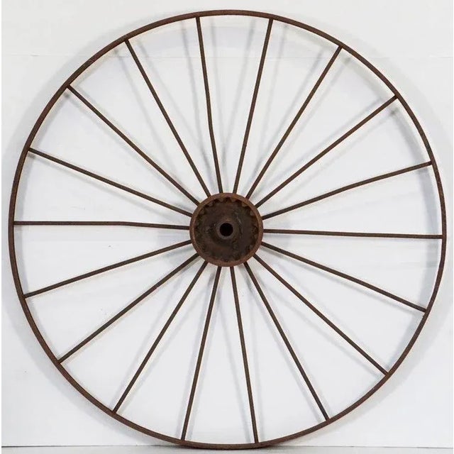 Large English Spoked Cart or Wagon Wheel of Iron From the 19th Century (Dia 54) For Sale In Austin - Image 6 of 11
