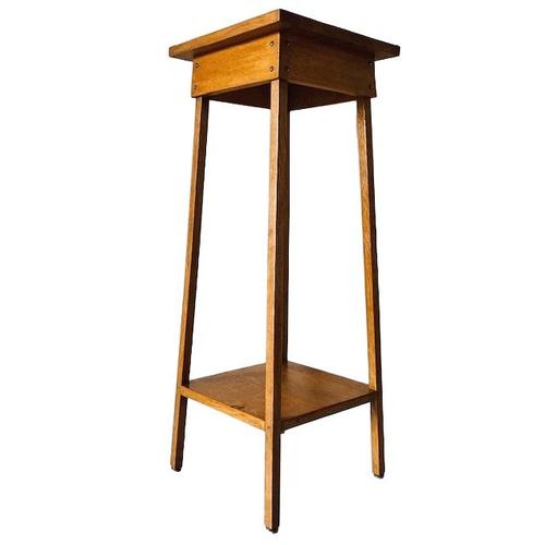 Brown Antique Art and Crafts Pedestal Plant Table, 1890s For Sale - Image 8 of 8