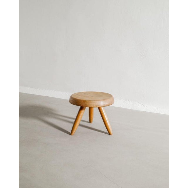 Mid-Century French Wooden Berger Low Stool by Charlotte Perriand, 1960s For Sale - Image 4 of 8
