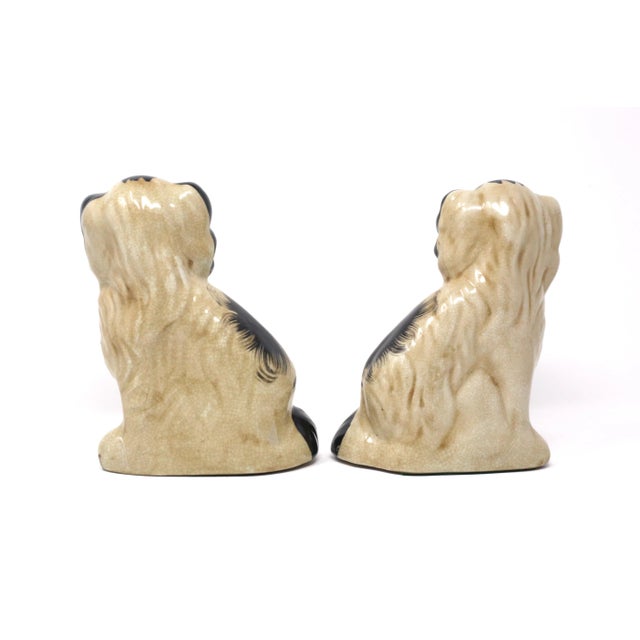 1970s Vintage Staffordshire-Style Cavalier King Spaniel Ceramic Dog Figurines - Set of 2 For Sale - Image 5 of 11