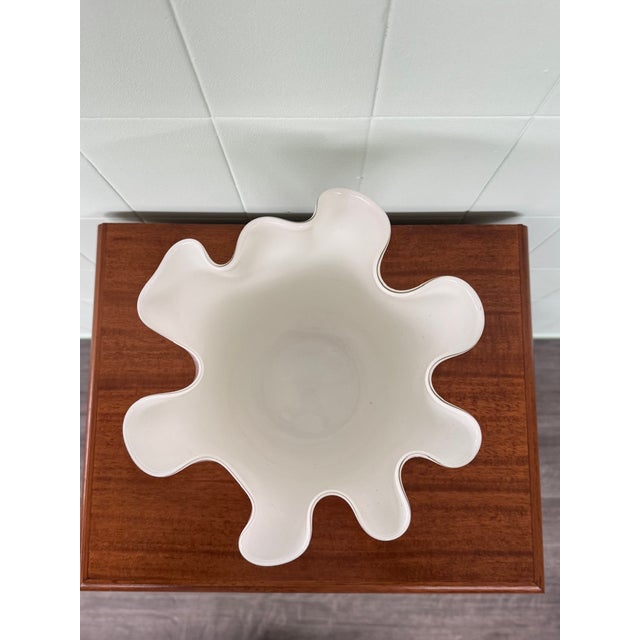 Glass Italian Handkerchief Vase in Opaline White Murano Glass, 1970s For Sale - Image 7 of 16
