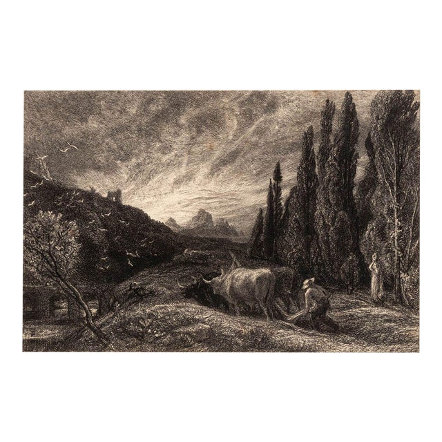 Samuel Palmer "The Early Ploughman" Etching, 1861 For Sale