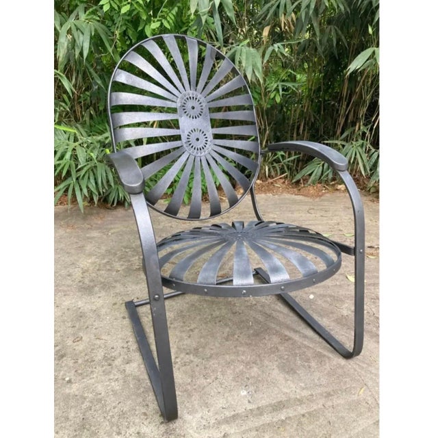 Mediterranean Mid 20th Century Francois Carre Cantilever Rocker ~ Metallic Grey For Sale - Image 3 of 3