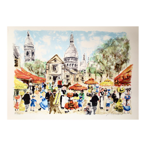 Urbain Huchet Paris, Place Du Tertre C. 1980 Reproduction Print