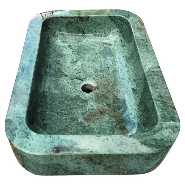 Old polished green marble sink began 20th century recycled sink from the late 1900s in polished green marble height 15 cm...