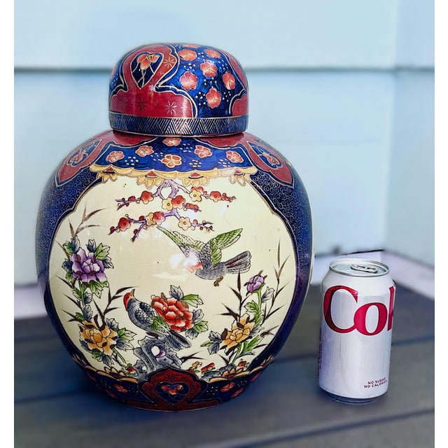 Chinoiserie Vintage Imari Large Porcelain Lidded Jar For Sale - Image 3 of 10
