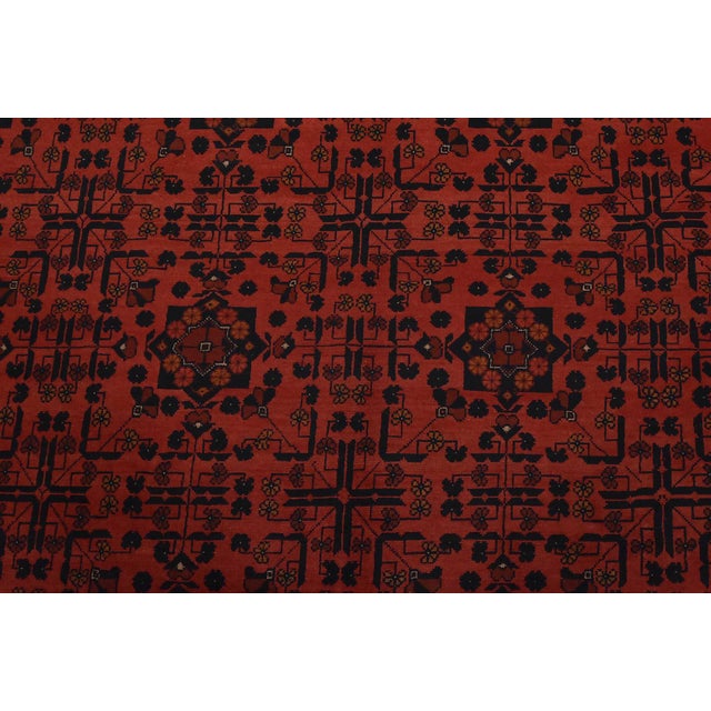 Turkmen Rug 10’3” X 12’11” Red Wool Traditional Hand-Knotted Oriental Carpet For Sale In Philadelphia - Image 6 of 14
