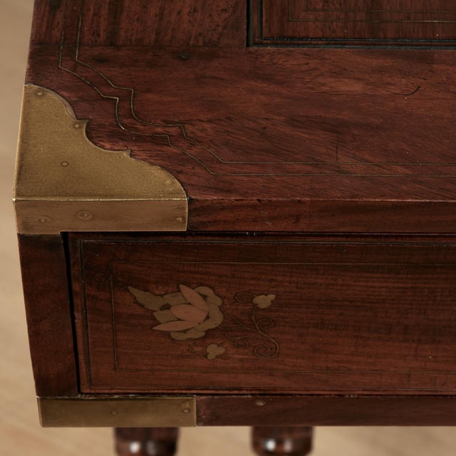 Vintage Anglo Indian Campaign Style Desk and Chair For Sale - Image 12 of 18