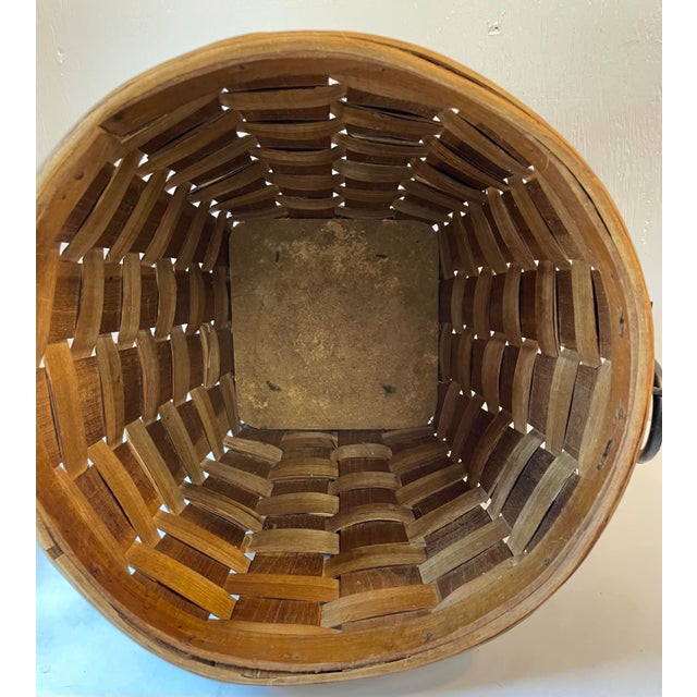 Mid 20th Century Vintage Woven Slat Wicker Planter Basket For Sale - Image 5 of 6