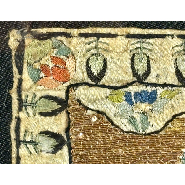 Antique Chinese Silk Embroidery Textile Panel Framed Tray For Sale - Image 10 of 10