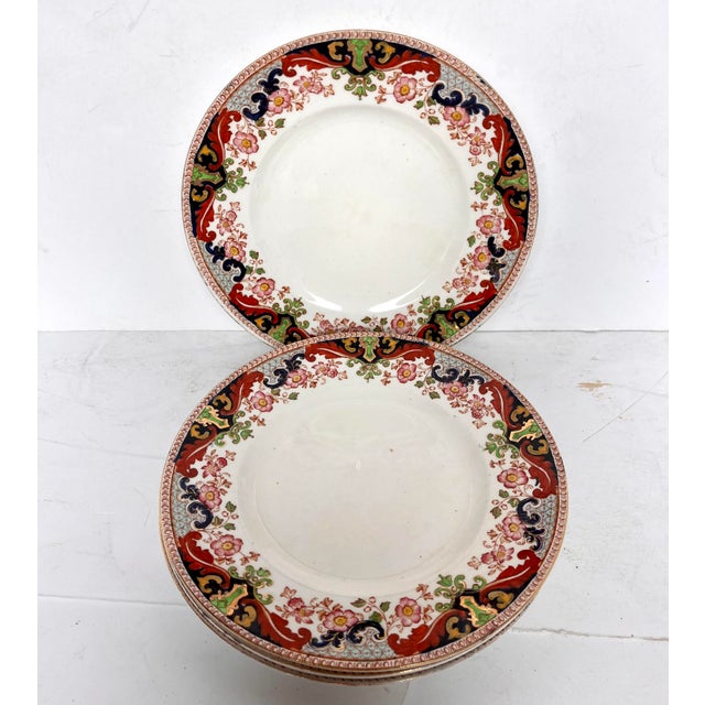 Made in England by John Maddock and Sons. Royal Vitreous Climax Pattern. Turn of the century dinnerware. Pink florals with...